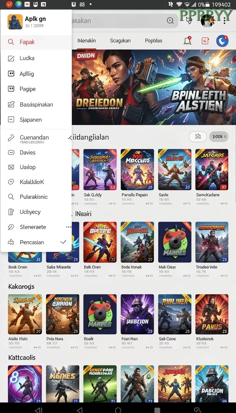 Cuplikan layar RT99 — menu navigasi